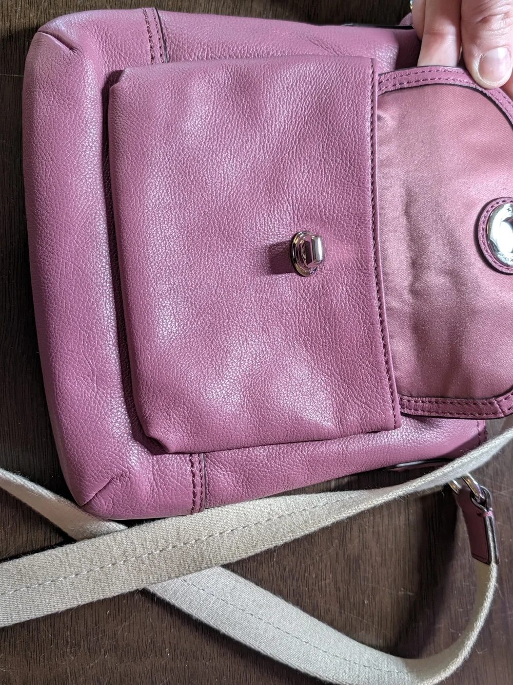 Coach Park Leather Turnlock Swingpack Crossbody Bag Purple
